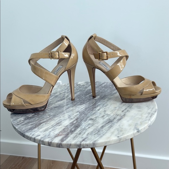 Jimmy Choo Tan Patent Leather Heels - Picture 7 of 11